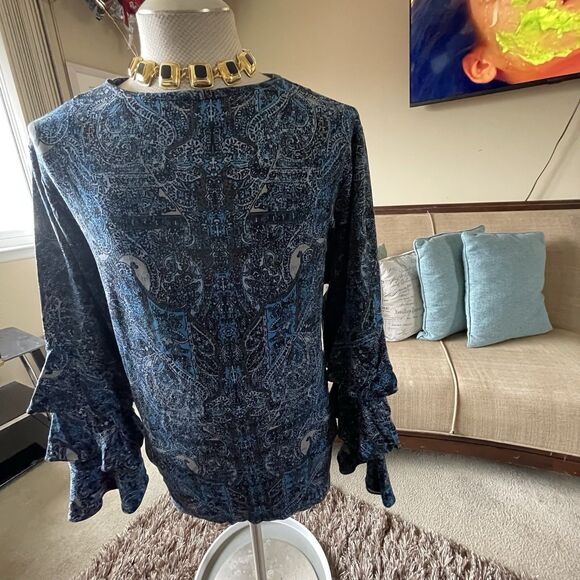 Ruff Hewn Women's Tiered Bell Long Sleeve Paisley Top Gothic Grunge Size 3X Work - Picture 3 of 16